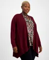 KASPER PLUS SIZE LONG-SLEEVE OPEN-FRONT CARDIGAN