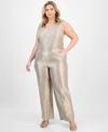 Kasper Plus Size Metallic Wide-leg Pull-on Pants