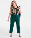 Kasper Plus Size Mid-rise Straight-leg Ankle Pants In Green