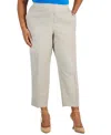 KASPER PLUS SIZE MID RISE LINEN-BLEND STRAIGHT-LEG FLY-FRONT PANTS