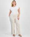 Kasper Plus Size Mid-rise Striped Wide-leg Pants