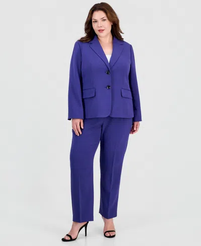 Kasper Plus Size Mid-rise Straight-leg Pants In Blue