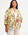 Kasper Plus Size Notch-collar Cuff-sleeve Open-front Jacket In Yellow