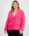 Kasper Plus Size Notched-collar Blazer In Pink Perfection