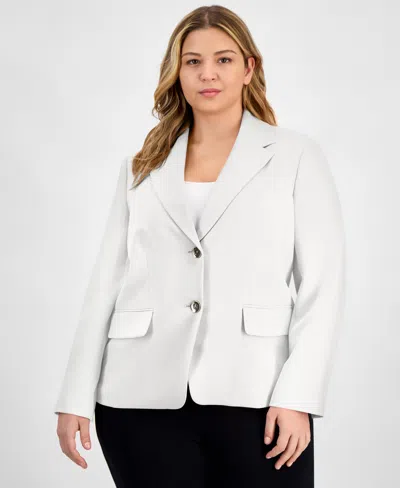 Kasper Plus Size Notched-collar Blazer In White