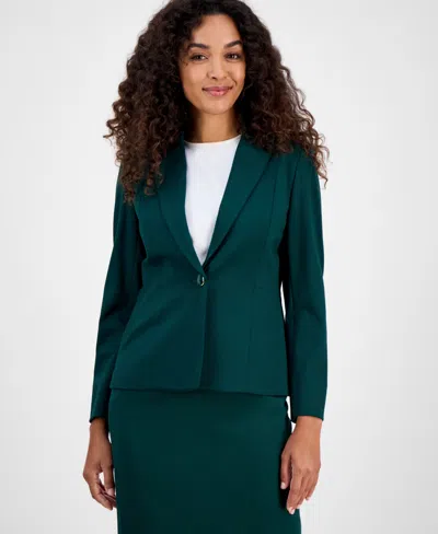 Kasper Plus Size Notched Collar One-button Blazer In Green