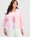 Kasper Plus Size Notched-collar Open-front Jacket In Pink