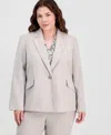 Kasper Plus Size Notched-lapel Single-button Blazer In Gray
