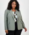 Kasper Plus Size One-button Blazer In Green