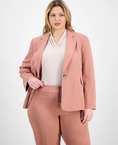 Kasper Plus Size One-button Blazer In Pink