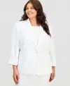 Kasper Plus Size One-button Notched-collar Jacket In White