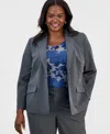 Kasper Plus Size One-button Blazer In Gray