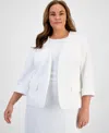 Kasper Plus Size Open Front Blazer In Lily White