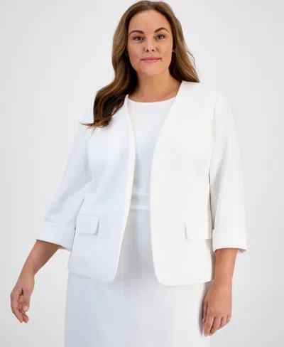 Kasper Plus Size Open Front Blazer In Lily White
