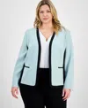 Kasper Plus Size Open-front Jacket In Blue