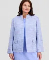 Kasper Plus Size Open-front Tweed Jacket In Blue