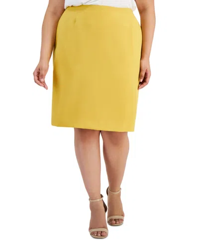 Kasper Plus Size Pencil Skirt In Butterscotcch