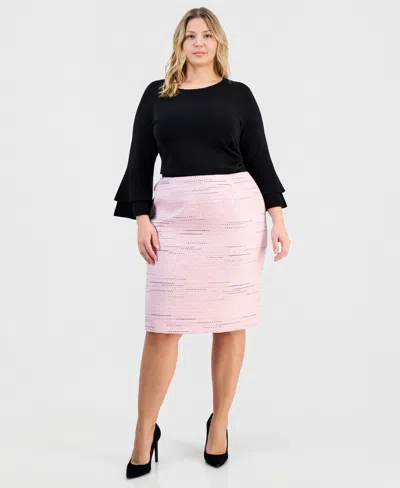 Kasper Plus Size Pencil Slim-fit Tweed Skirt In Multi