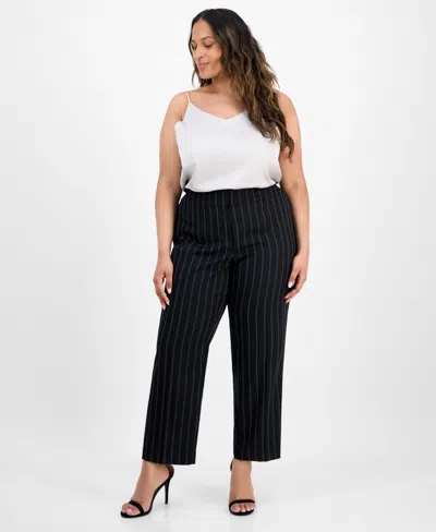 Kasper Plus Size Pinstriped Slim Pants