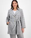 Kasper Plus Size Plaid Jacket In Gray