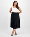 Kasper Plus Size Pleated-front Midi Skirt