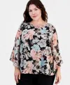 Kasper Plus Size Printed Clip Dot Blouse In Multi