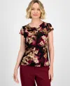 Kasper Plus Size Printed Cowlneck Blouse In Multi