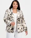 Kasper Plus Size Printed One-button Long-sleeve Jacket In Multi