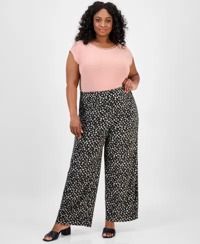 Kasper Plus Size Printed Pull-on Pants