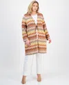 Kasper Plus Size Printed Tie-front Cardigan