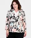 Kasper Plus Size Printed Two-button Blazer In Multi