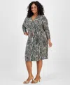 Kasper Plus Size Printed Wrap-style Dress