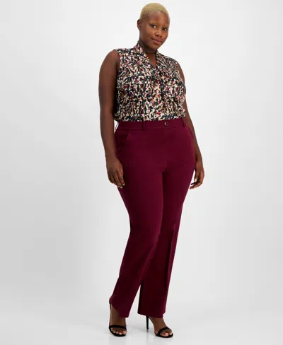 Kasper Plus Size Pull-on Compression Straight-leg Pants In Shiraz