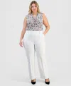 Kasper Plus Size Pull-on Straight-leg Pants In White