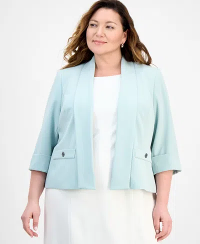 Kasper Plus Size Shawl-collar Cuffed 3/4-sleeve Jacket