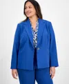 Kasper Plus Size Single-button Blazer In Blue