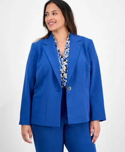 Kasper Plus Size Single-button Blazer In Blue