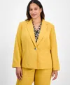 Kasper Plus Size Single-button Blazer In Yellow