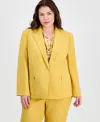 Kasper Plus Size Single-button Notched-lapel Blazer In Yellow