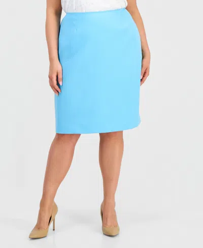 Kasper Plus Size Skimmer Skirt In Blue