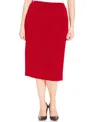 Kasper Plus Size Skimmer Skirt In Fire Red
