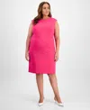 Kasper Plus Size Sleeveless Crepe Sheath Dress In Pink Perfection