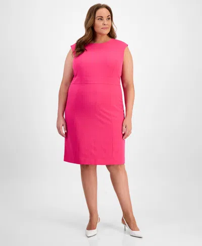 Kasper Plus Size Sleeveless Crepe Sheath Dress In Pink Perfection