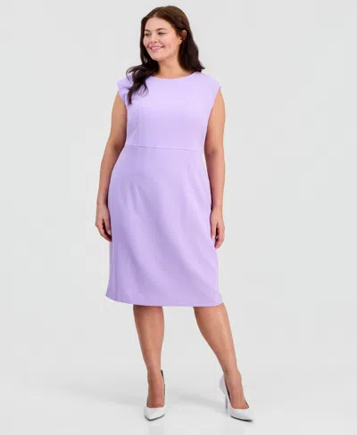 Kasper Plus Size Sleeveless Crepe Sheath Dress In Purple