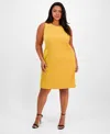 Kasper Plus Size Sleeveless Multi-seam Sheath Dress In Butterscotch