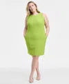 Kasper Plus Size Sleeveless Multi-seam Sheath Dress In Kiwi