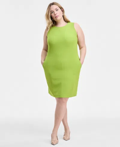 Kasper Plus Size Sleeveless Multi-seam Sheath Dress In Butterscotch