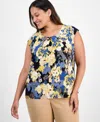 Kasper Abstract Print Hardware Detail Sleeveless Knit Top In Multi