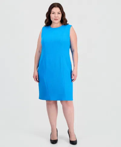 Kasper Plus Size Sleeveless Sheath Dress In Blue