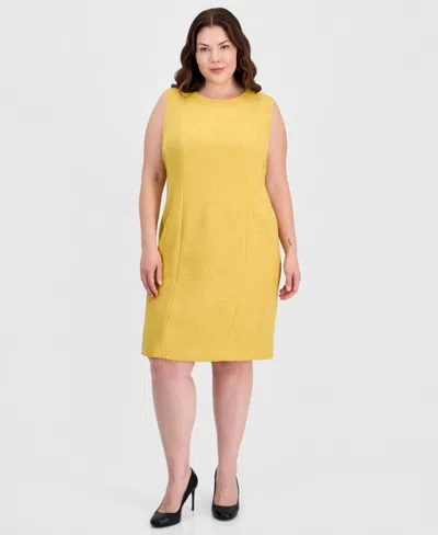 Kasper Plus Size Sleeveless Sheath Dress In Yellow